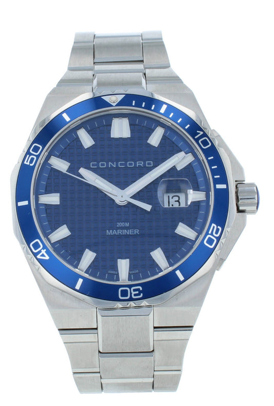 Concord Mariner Quartz Blue Dial Stainless Steel 43mm Men's Watch 320355