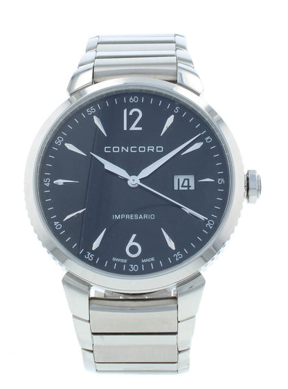 Concord Impresario Quartz Black Dial Stainless Steel 41mm Men's Watch 320325