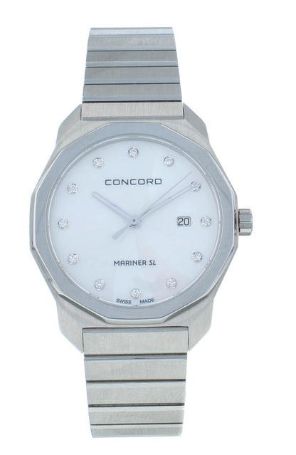 Concord Mariner SL Quartz White MOP Diamond Dial 30mm Ladies Watch 320468