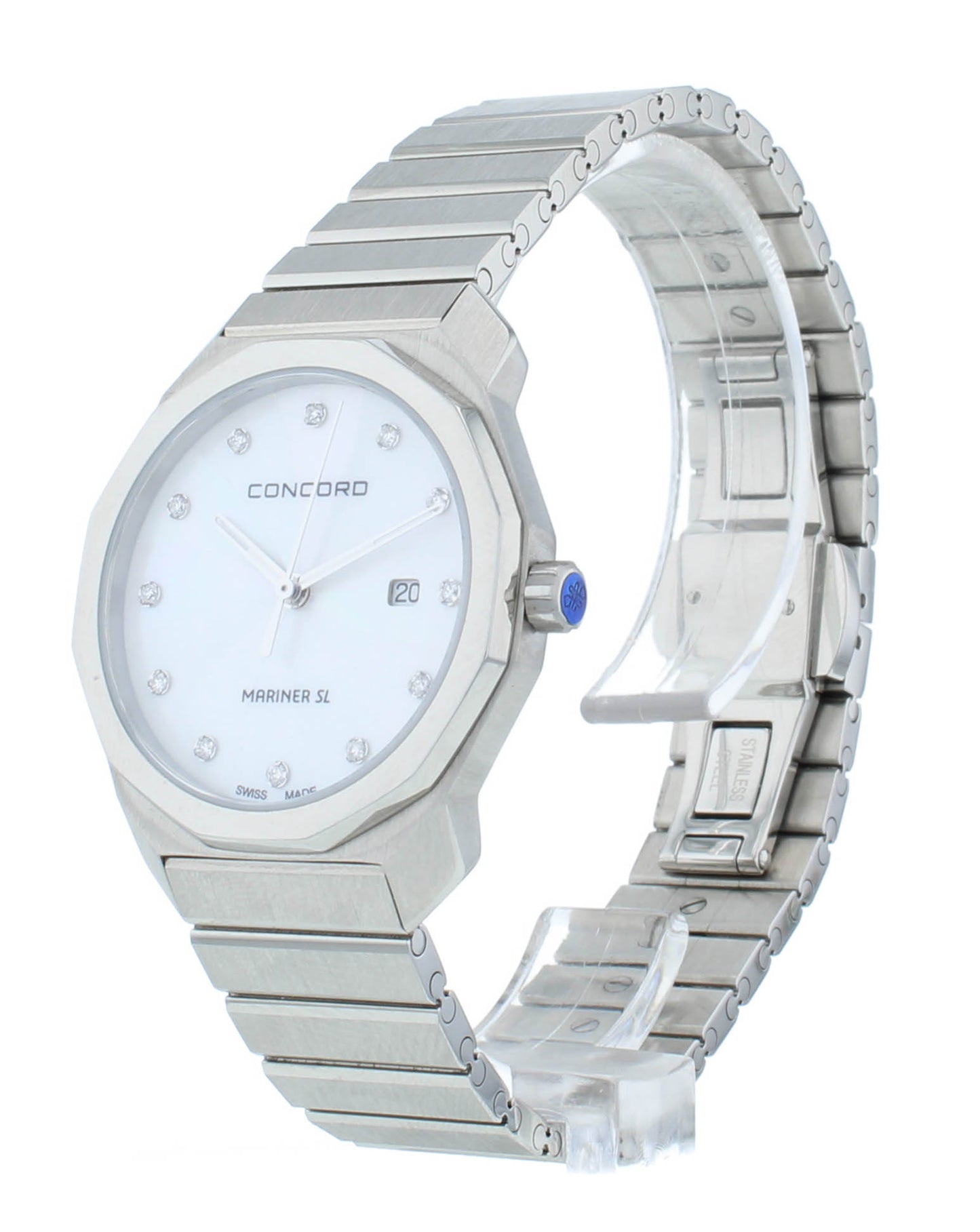 Concord Mariner SL Quartz White MOP Diamond Dial 30mm Ladies Watch 320468