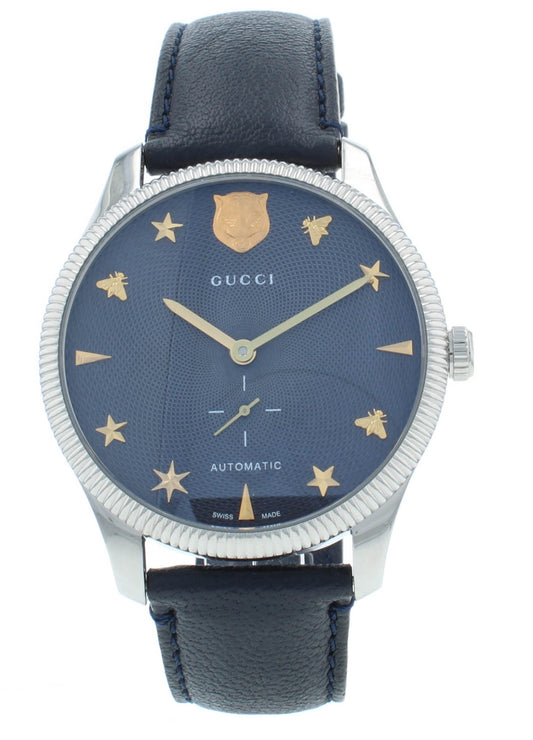 Gucci G-Timeless 40mm Automatic Stainless Steel Blue Dial Men's Watch YA126347