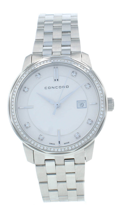 Concord Bennington 31mm Silver Diamond Dial & Bezel Quartz Ladies Watch 320481