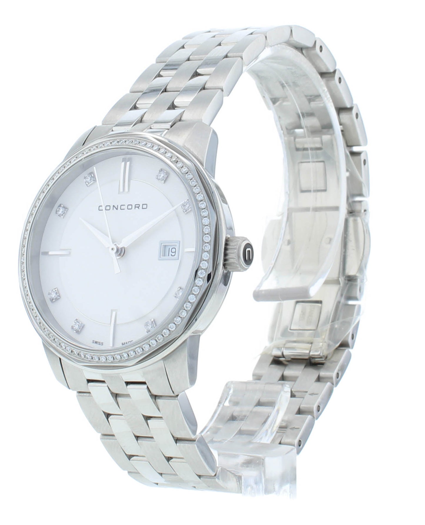 Concord Bennington 31mm Silver Diamond Dial & Bezel Quartz Ladies Watch 320481