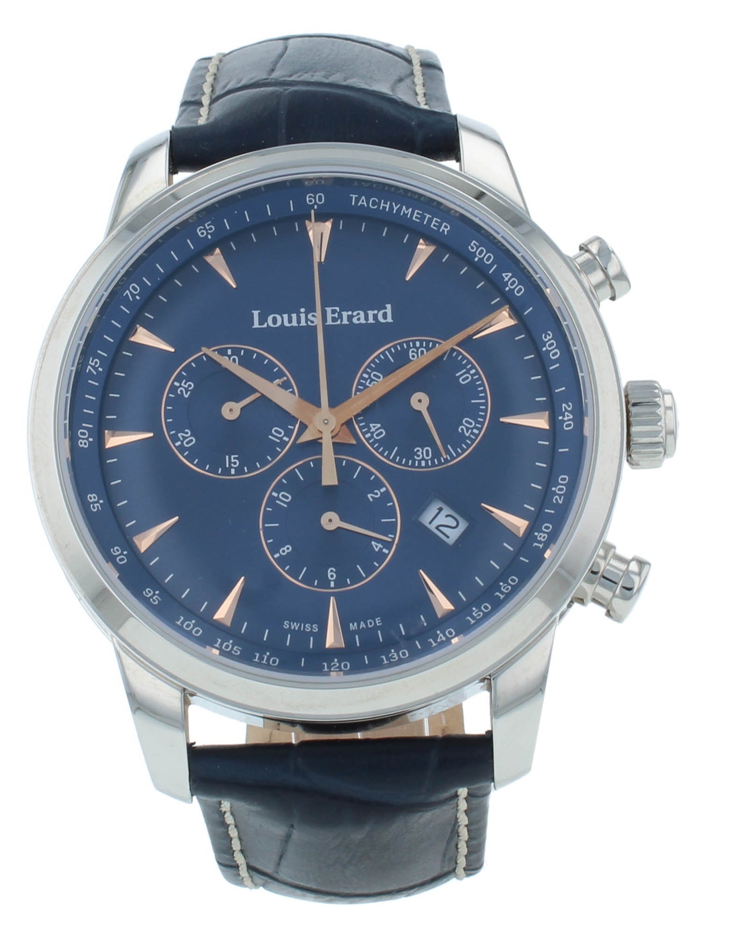 Louis Erard Heritage 42mm Quartz Chrono Blue Dial Men's Watch 13900AA15.BDC102