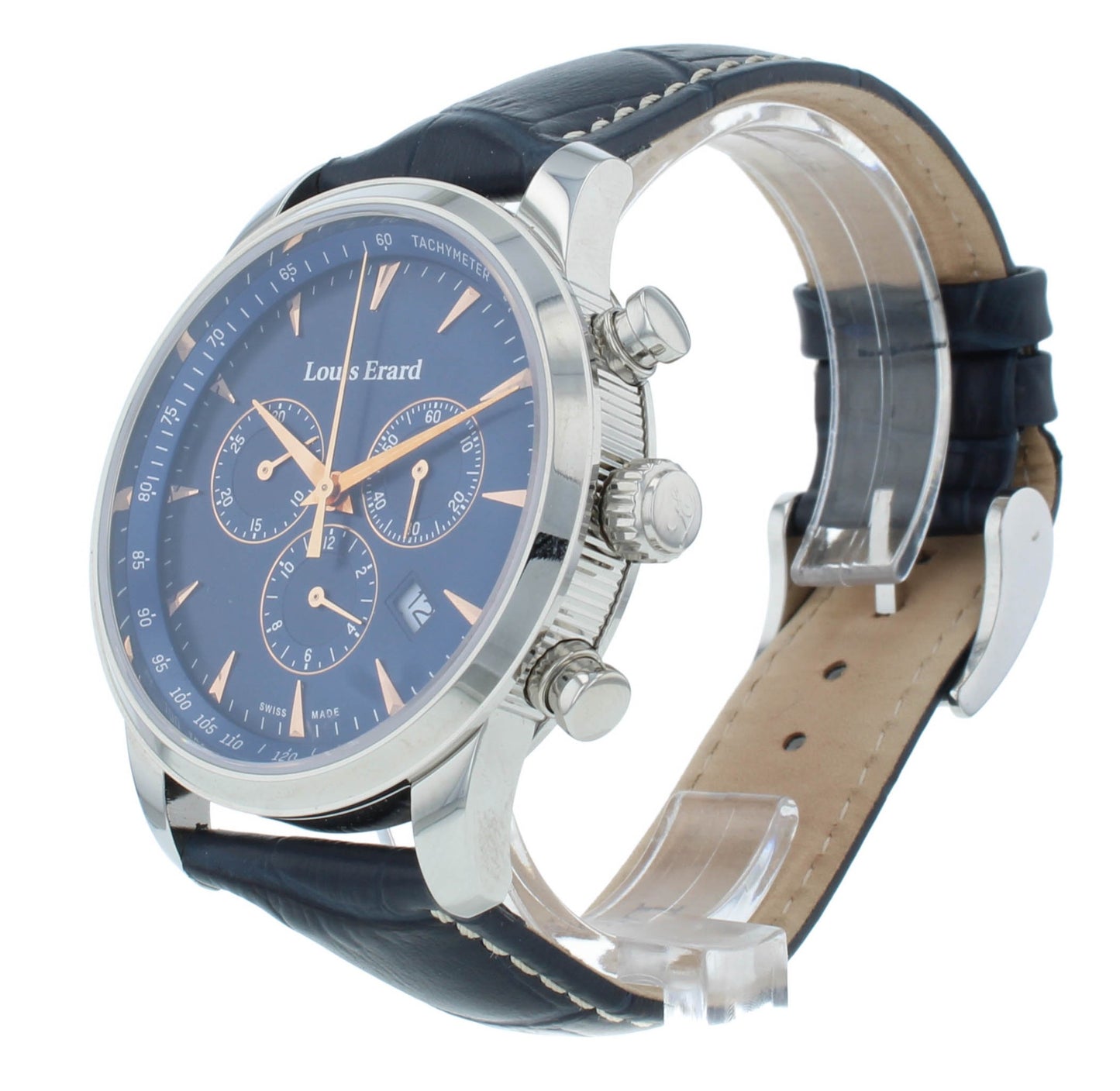 Louis Erard Heritage 42mm Quartz Chrono Blue Dial Men's Watch 13900AA15.BDC102