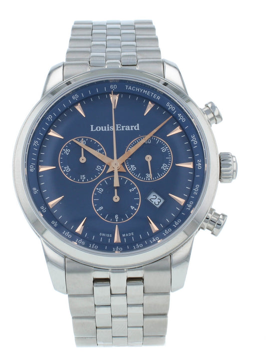 Louis Erard Heritage Chrono 42mm Quartz Blue Dial Men's Watch 13900AA15.BMA38