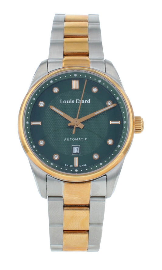 Louis Erard Heritage Auto Green Dial 30mm Two-Tone Ladies Watch 20100AB69.BMA20