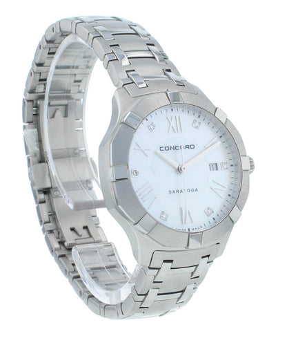 Concord Saratoga Stainless Steel 32mm White MOP Dial Quartz Ladies Watch 320162