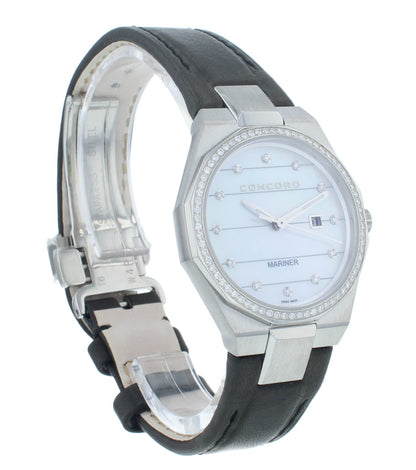 Concord Mariner Stainless Steel 30mm Diamond Bezel Quartz Ladies Watch 320275