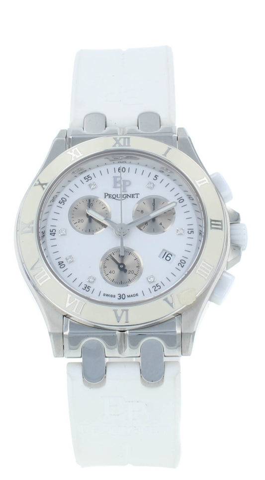 Pequignet Triomphe Chronograph Quartz White Dial 38mm Men's Watch 1333413CD/31