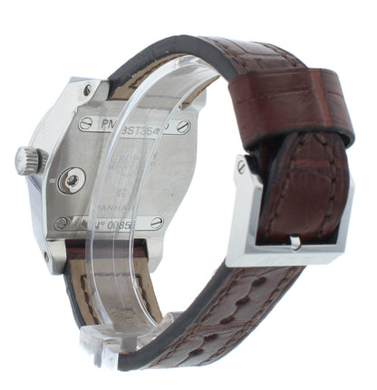 European Panhard M3 35mm Automatic Brown Strap Black Dial Unisex Watch PM3STDSS