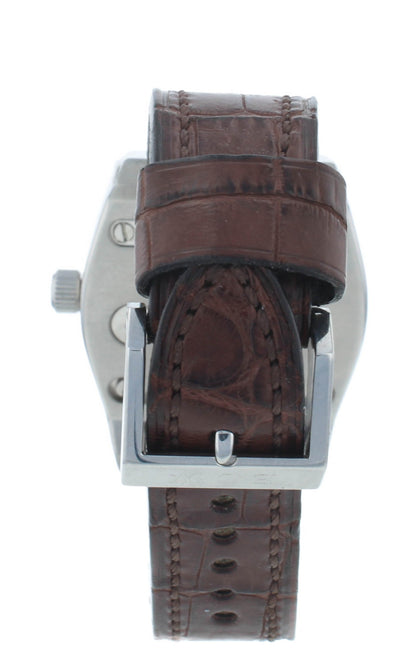 European Panhard M2 36mm Quartz Brown Strap Black Dial Unisex Watch PM2STK