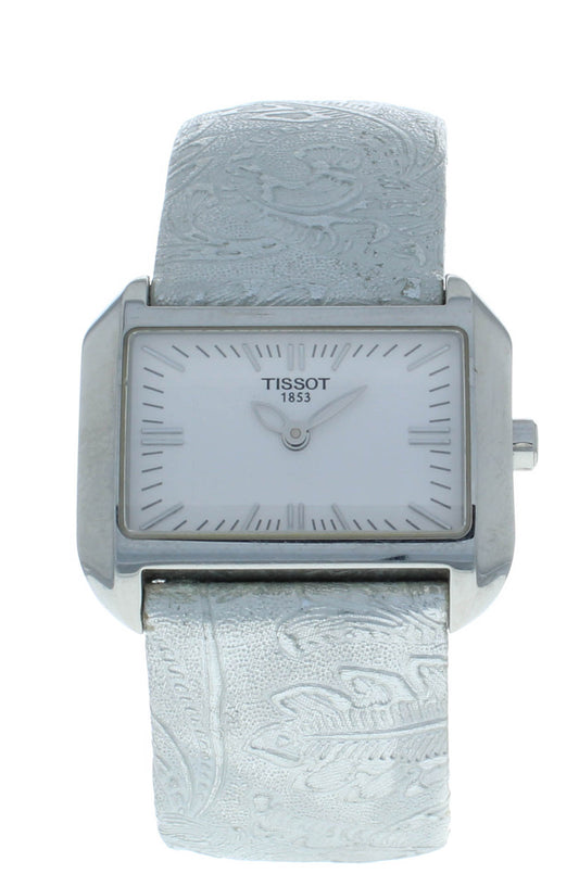 Tissot T-Wave White Dial Leather Strap Quartz Ladies Watch T023.309.16.031.02