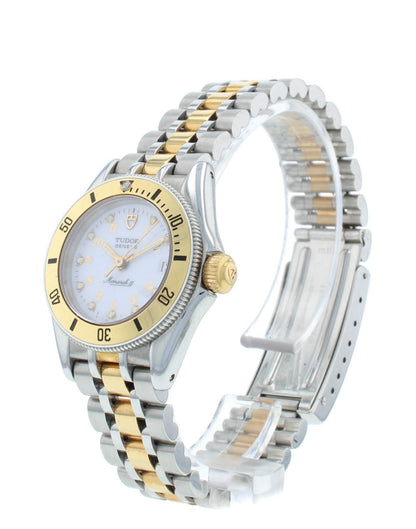 Tudor Monarch Steel & 18kt Gold White Dial 27mm Quartz Ladies Watch 15853