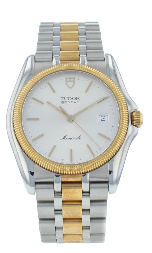 Tudor Monarch Steel & 18kt Gold Silver Dial 36mm Quartz Men's Watch 15663