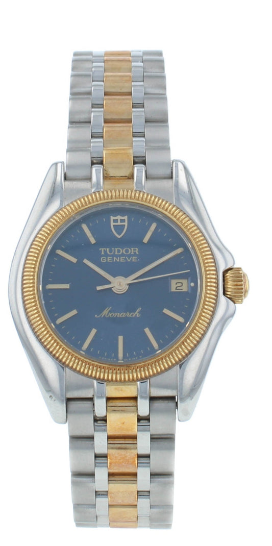Tudor Monarch Steel & 18kt Gold Blue Dial 27mm Quartz Ladies Watch 15833
