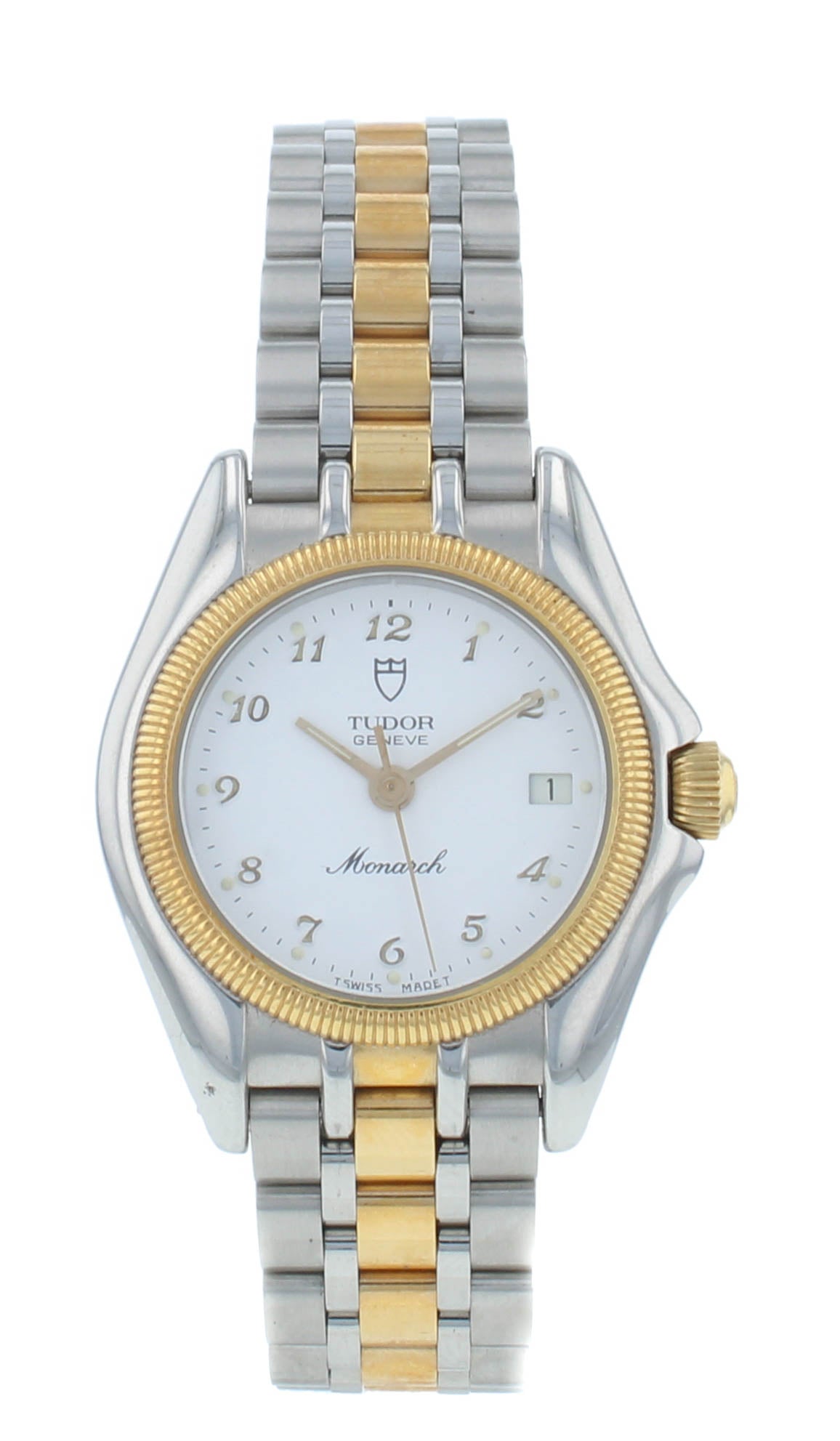 Tudor Monarch Steel & 18kt Gold White Dial 27mm Quartz Ladies Watch 15833