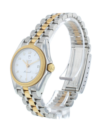 Tudor Monarch Steel & 18kt Gold White Dial 27mm Quartz Ladies Watch 15833