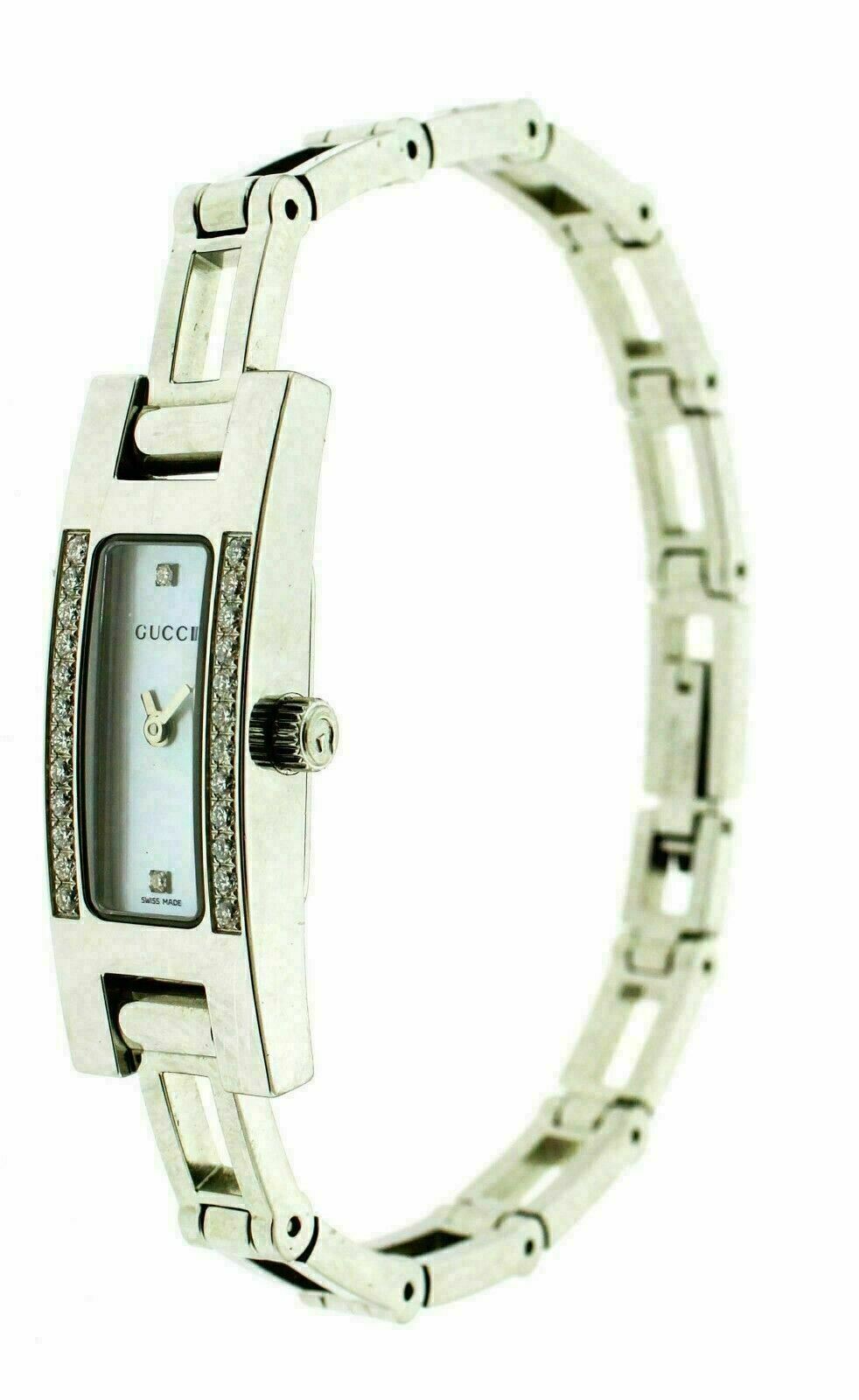 New Gucci Petite Quartz White MOP S-Steel Women's Watch YA039512