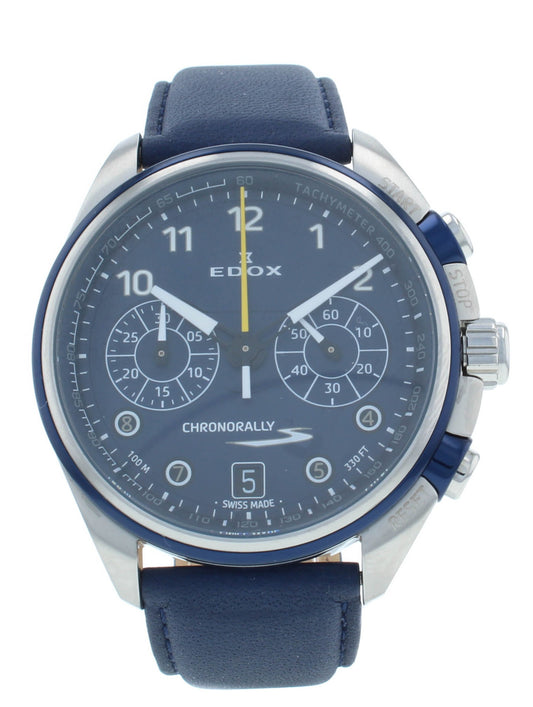 Edox Chronorally-S Blue Dial 42mm Chrono Quartz Men's Watch 09503 3BUCBU BUBG