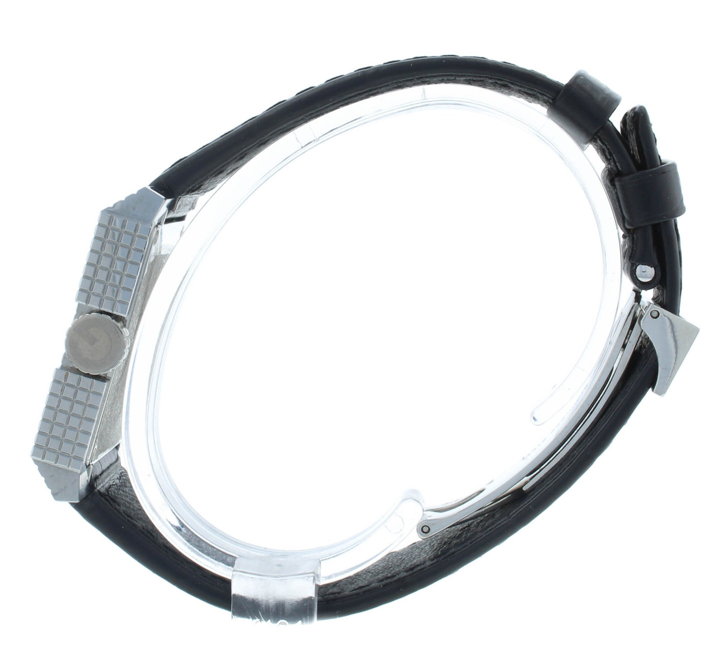 Gucci Stainless Steel Black Dial Leather Strap Quartz 30mm Men's Watch 7100M