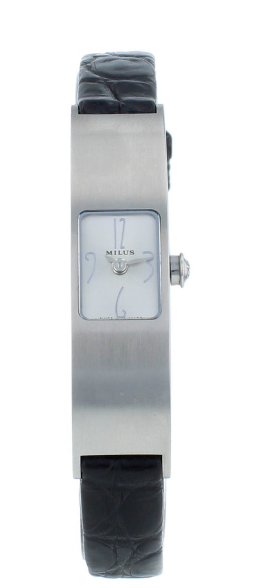 Milus Eridana Quartz Silver Dial 11mm Quartz Leather Strap Ladies Watch ERI004