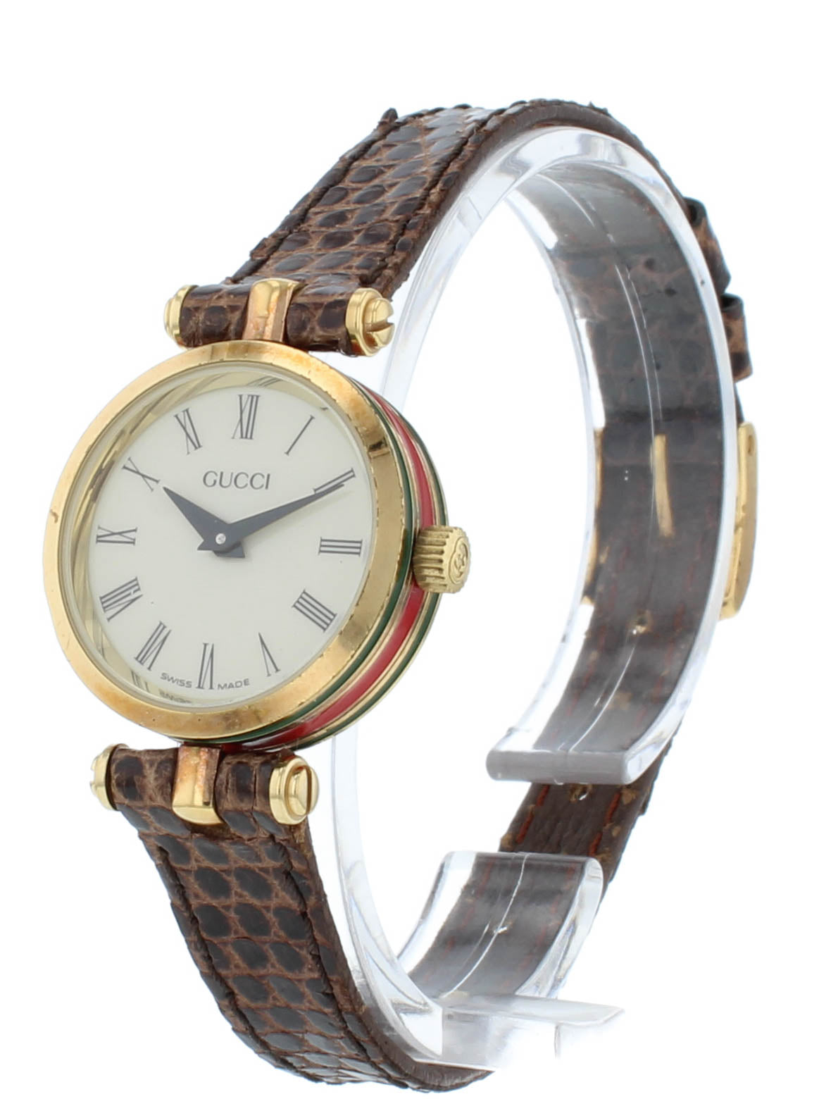 Gucci Gold Red Quartz Gold Plated White Dial 22mm Ladies Watch 22050