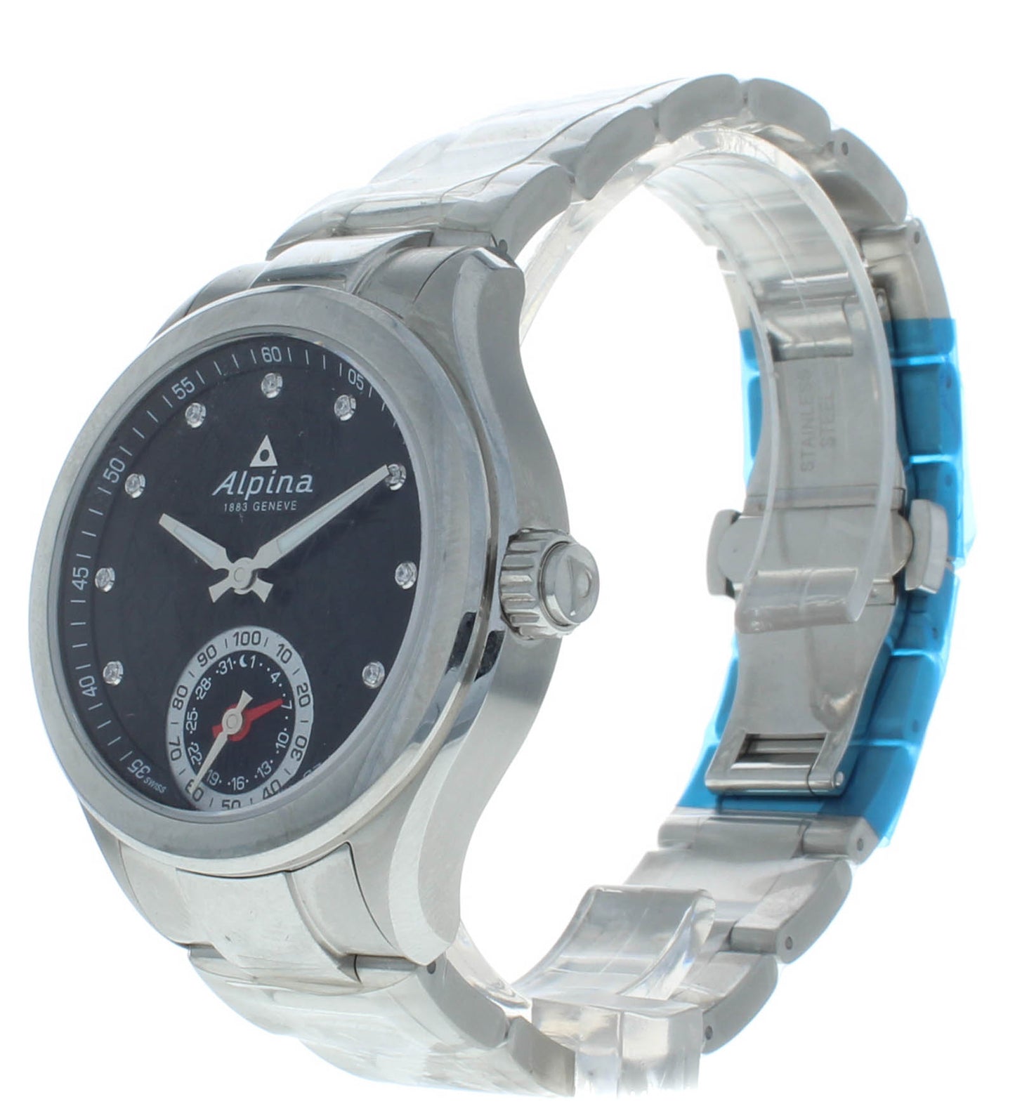 Alpina Horological Smartwatch Black Guilloche Dial Case Mens Watch AL-285BTD3C6B