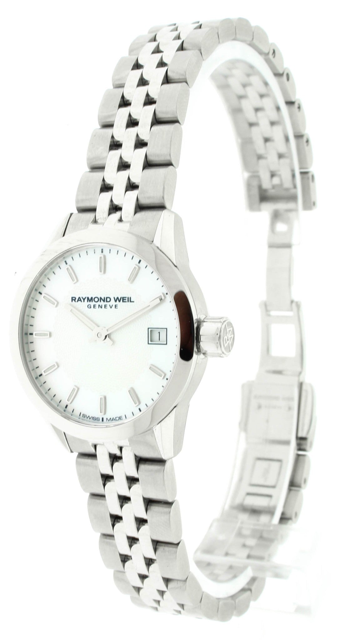 Raymond Weil Freelancer White MOP Dial Ladies Watch MSRP $950.00 5626-ST-97021