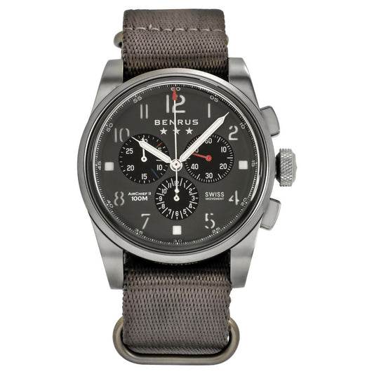 Brand New Benrus Classic Quartz Chrono Gray Dial 41mm Men's Watch AC4-SB-G-NG